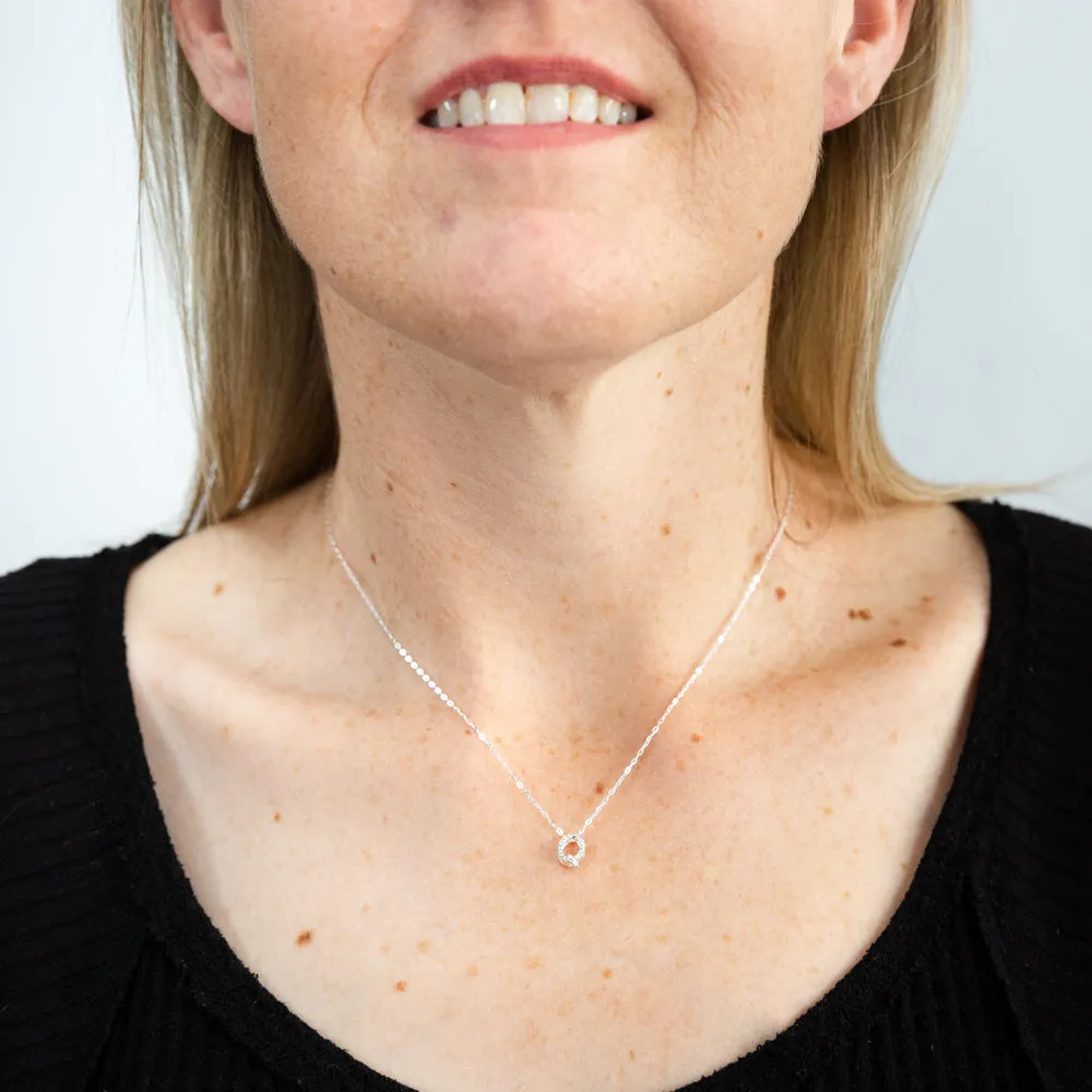 Sterling Silver Cubic Zirconia Initial "Q" Pendant On 39 3cm Chain Shiels