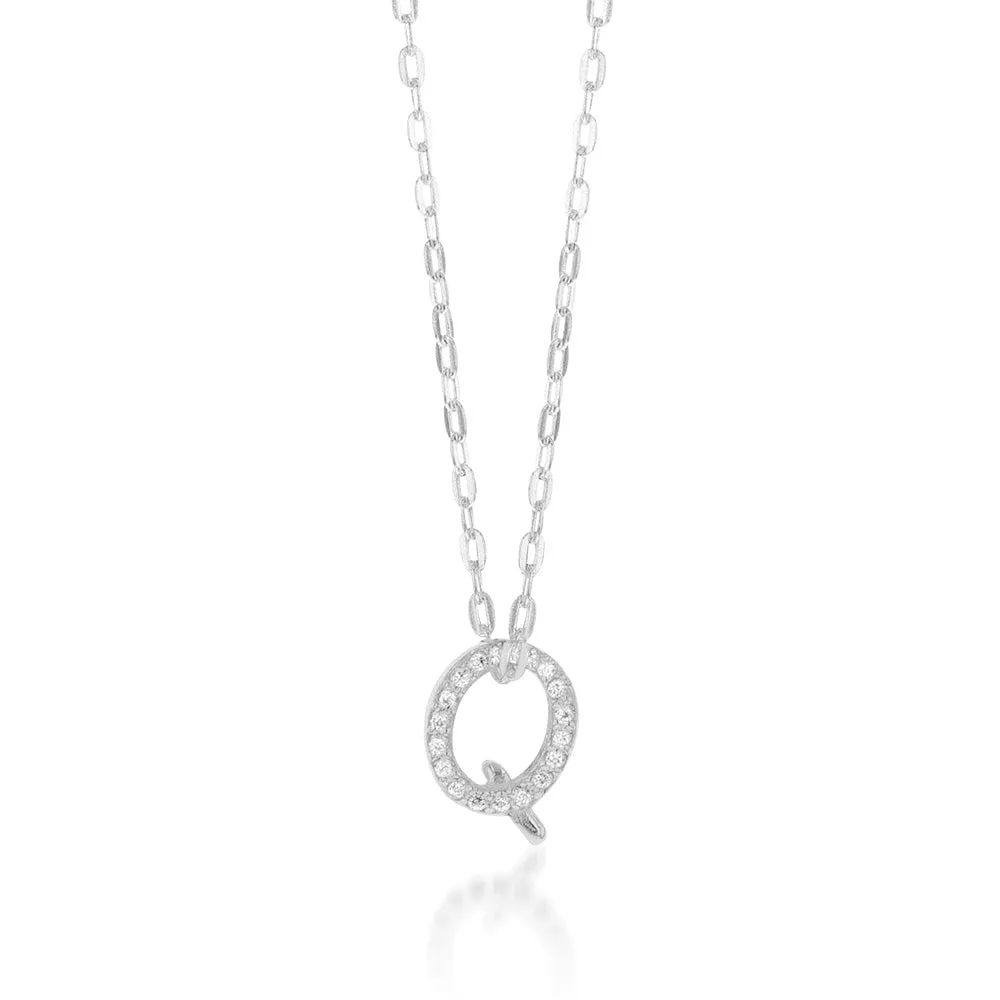 Sterling Silver Cubic Zirconia Initial "Q" Pendant On 39 3cm Chain Shiels