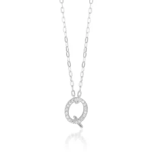 Sterling Silver Cubic Zirconia Initial "Q" Pendant On 39 3cm Chain Shiels
