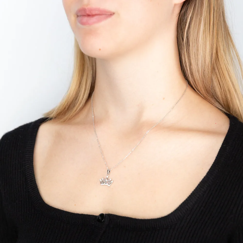 Sterling Silver Cubic Zirconia Princess Crown Pendant Shiels