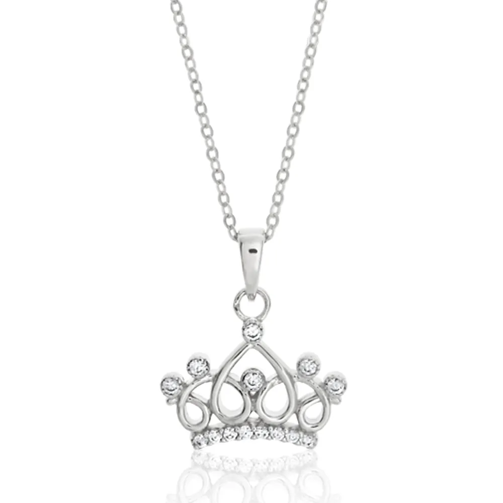 Sterling Silver Cubic Zirconia Princess Crown Pendant Shiels