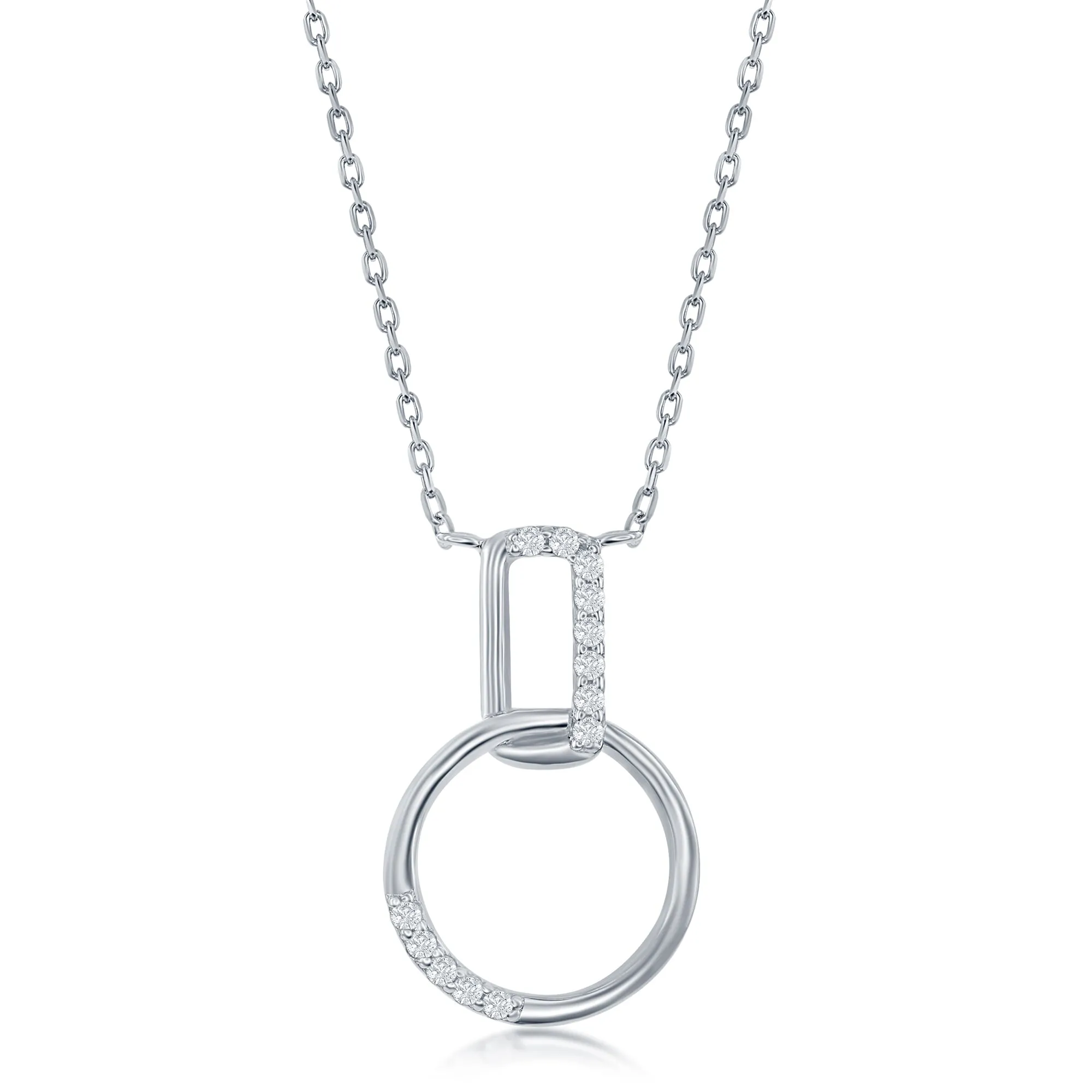 Sterling Silver CZ Door Knocker Earrings and Necklace Set