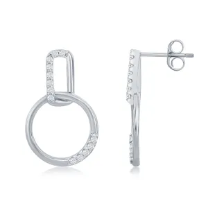 Sterling Silver CZ Door Knocker Earrings and Necklace Set