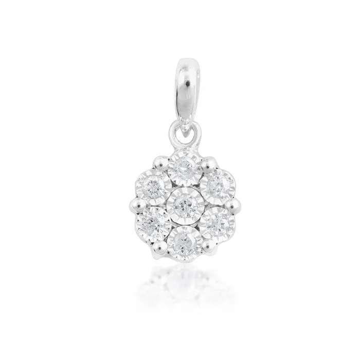 Sterling Silver Diamond  Pendant on 46cm Chain Shiels