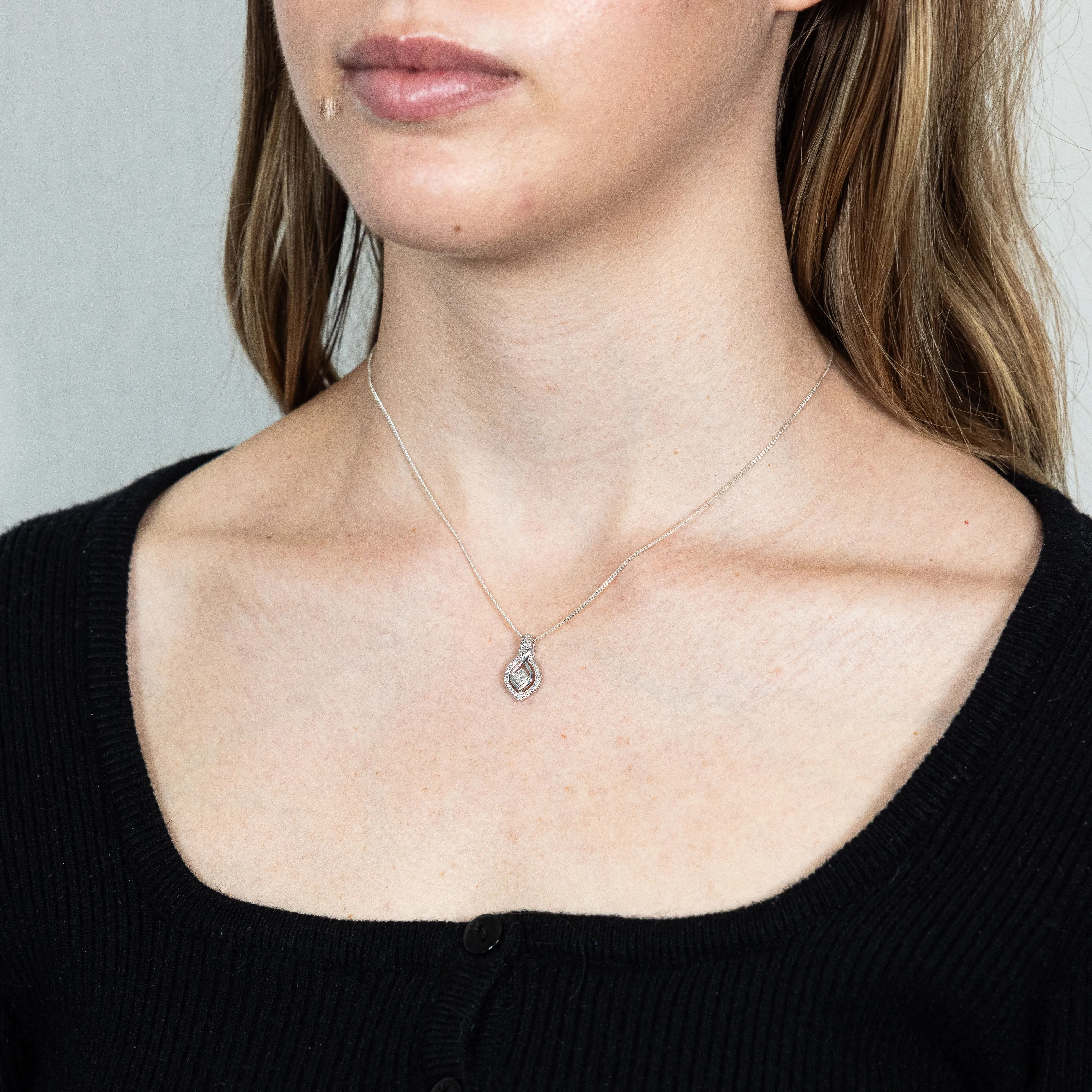 Sterling Silver Diamond Pendant with 10 Brilliant Cut Diamonds Shiels