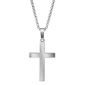 Sterling Silver Domed Cross Pendant Necklace Croghans
