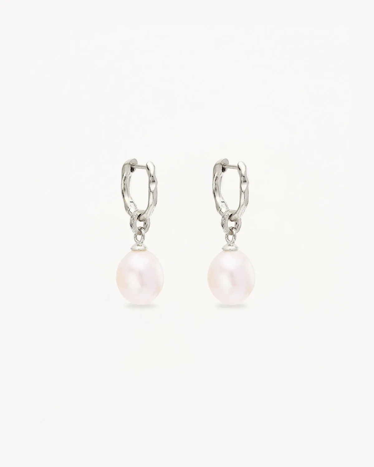 Sterling Silver Embrace Stillness Pearl Hoops Bycharlotte