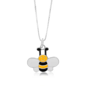 Sterling Silver Enamel Honeybee Pendant on 45cm Chain Shiels