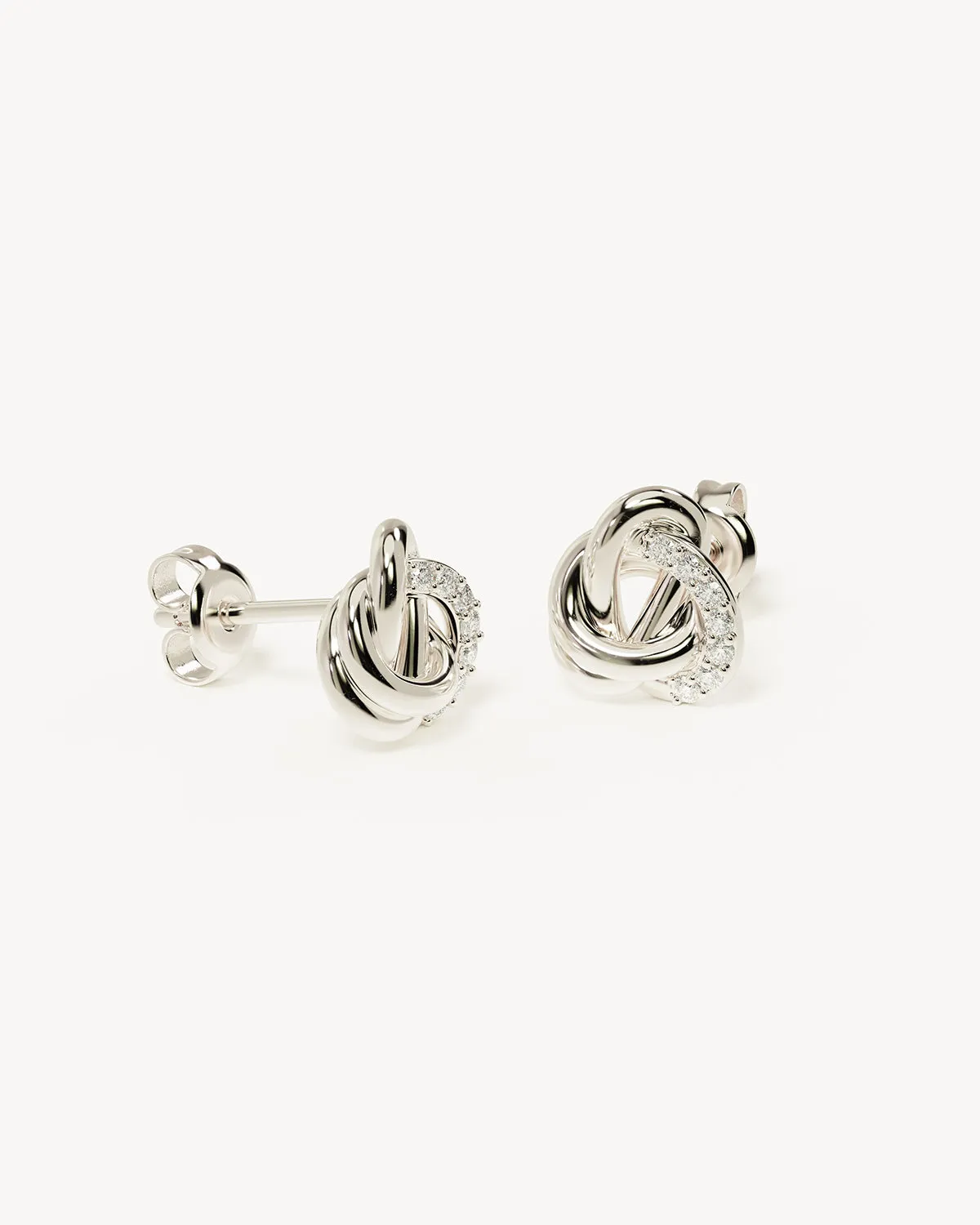 Sterling Silver Endless Knot Lab-Grown Diamond Earrings Bycharlotte
