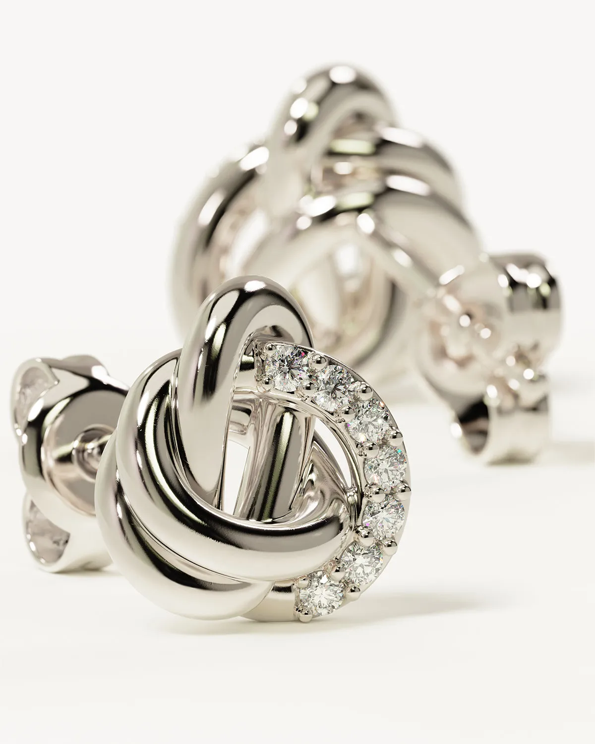 Sterling Silver Endless Knot Lab-Grown Diamond Earrings Bycharlotte