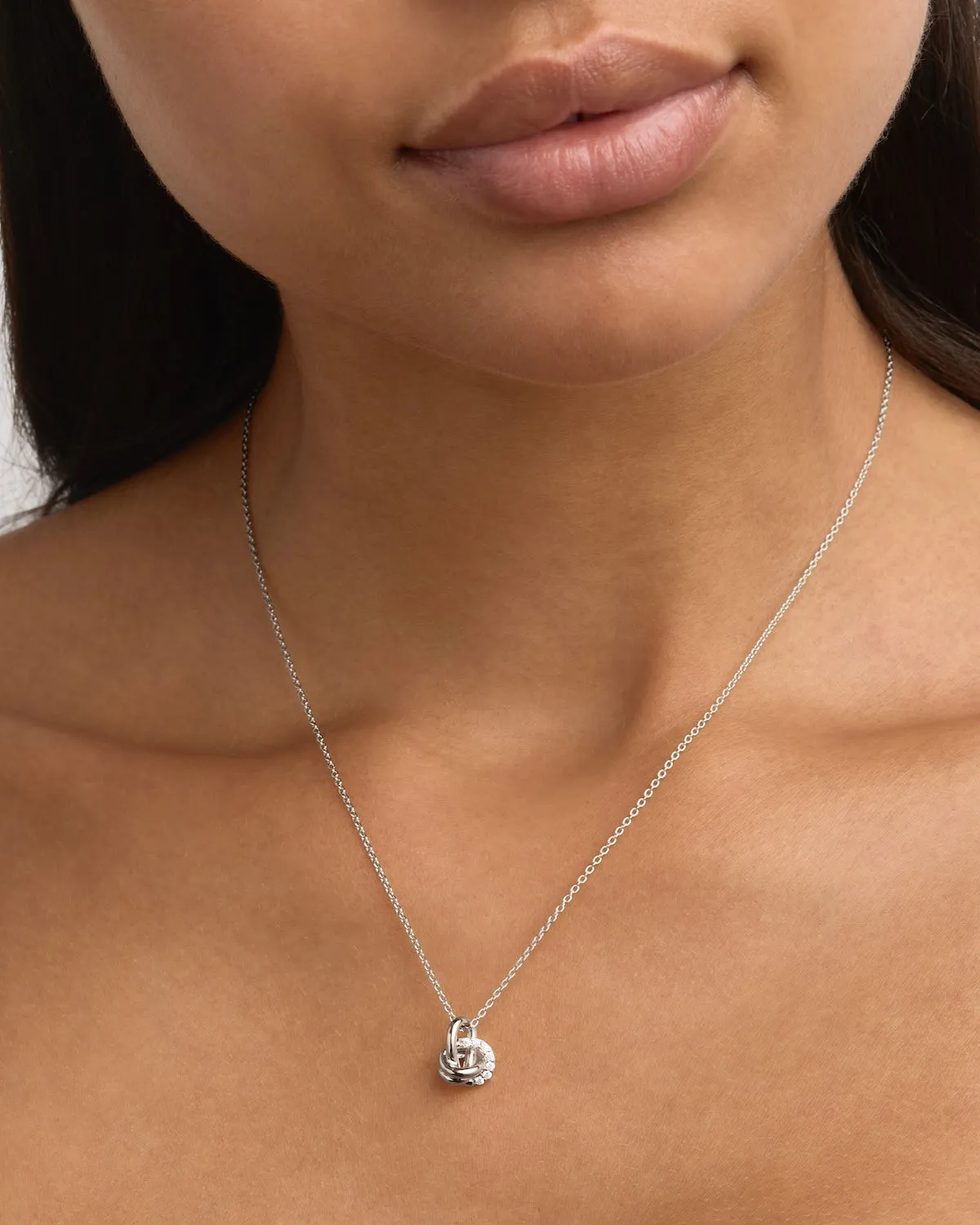 Sterling Silver Endless Knot Lab-Grown Diamond Necklace Bycharlotte