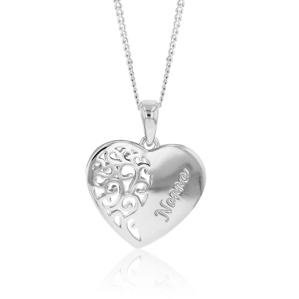 Sterling Silver Engraved Heart "Nanna" Pendant Shiels