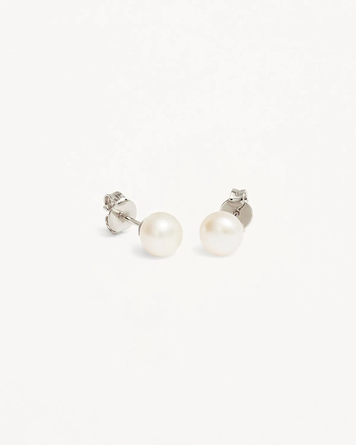 Sterling Silver Floating On Air Pearl Stud Earrings - 6mm Bycharlotte