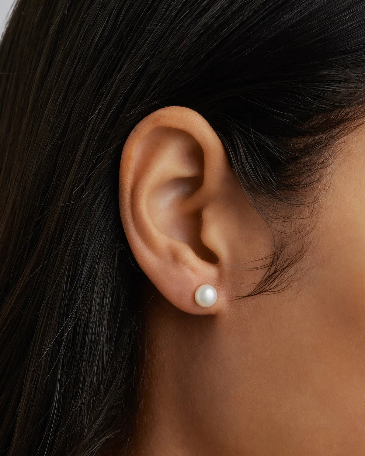 Sterling Silver Floating On Air Pearl Stud Earrings - 6mm Bycharlotte