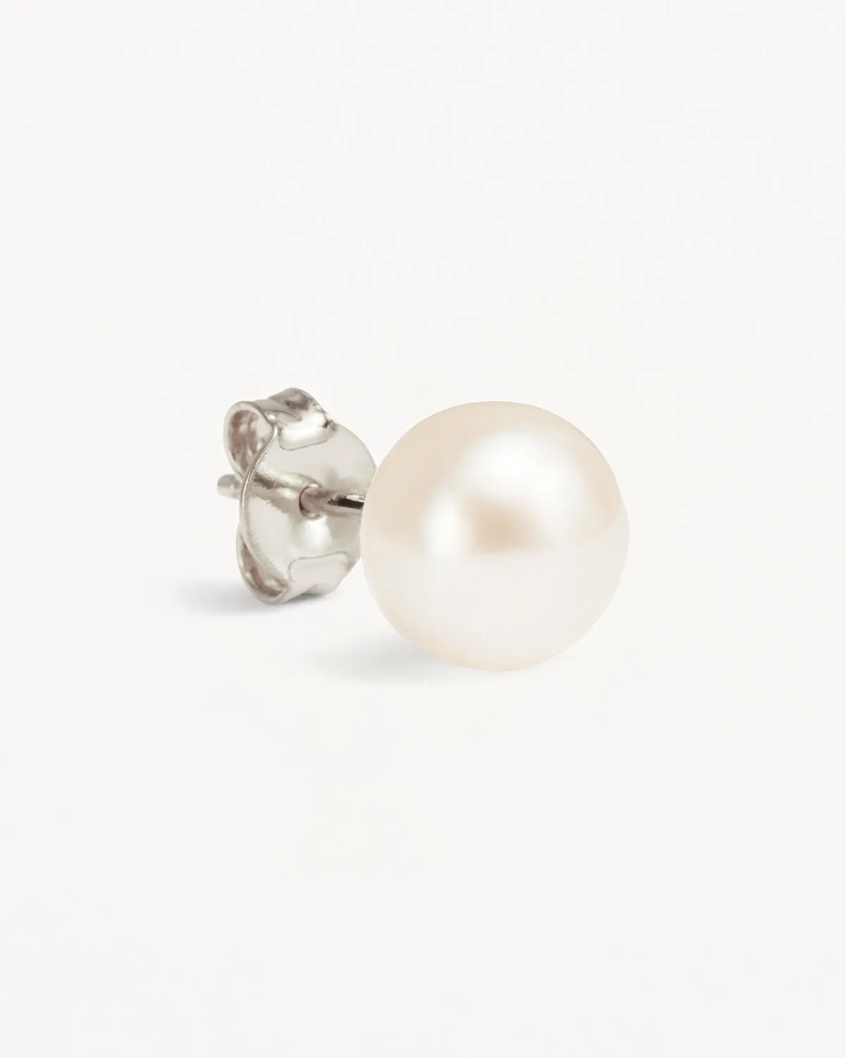 Sterling Silver Floating On Air Pearl Stud Earrings - 8mm Bycharlotte