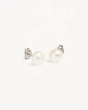 Sterling Silver Floating On Air Pearl Stud Earrings - 8mm Bycharlotte