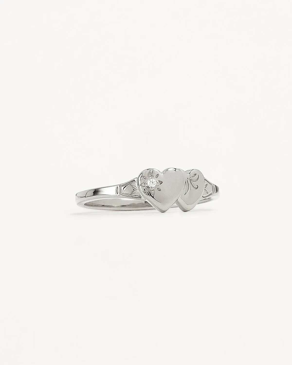 Sterling Silver Forever Intertwined Heart Signet Ring Bycharlotte