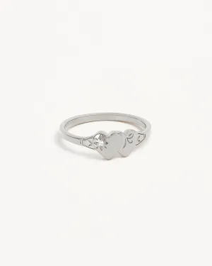 Sterling Silver Forever Intertwined Heart Signet Ring Bycharlotte