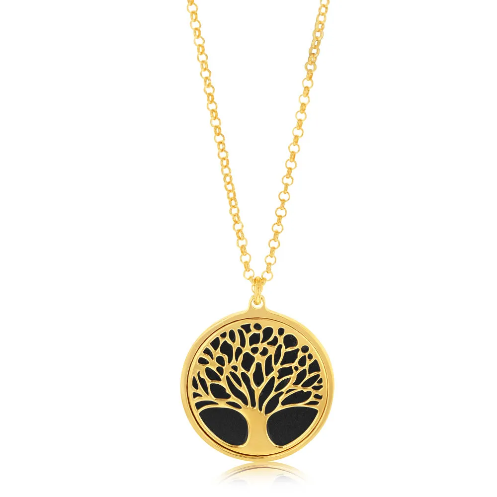 Sterling Silver Gold Plated Onix Tree Of Life Pendant on 45cm Chain Shiels