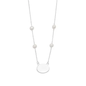 Sterling Silver ID Pendant & Pearl Necklace Croghans