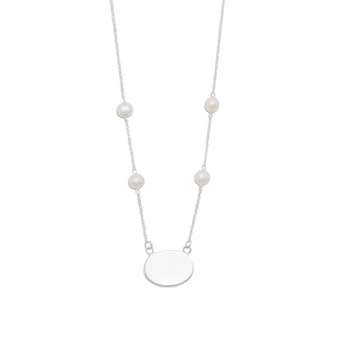 Sterling Silver ID Pendant & Pearl Necklace Croghans
