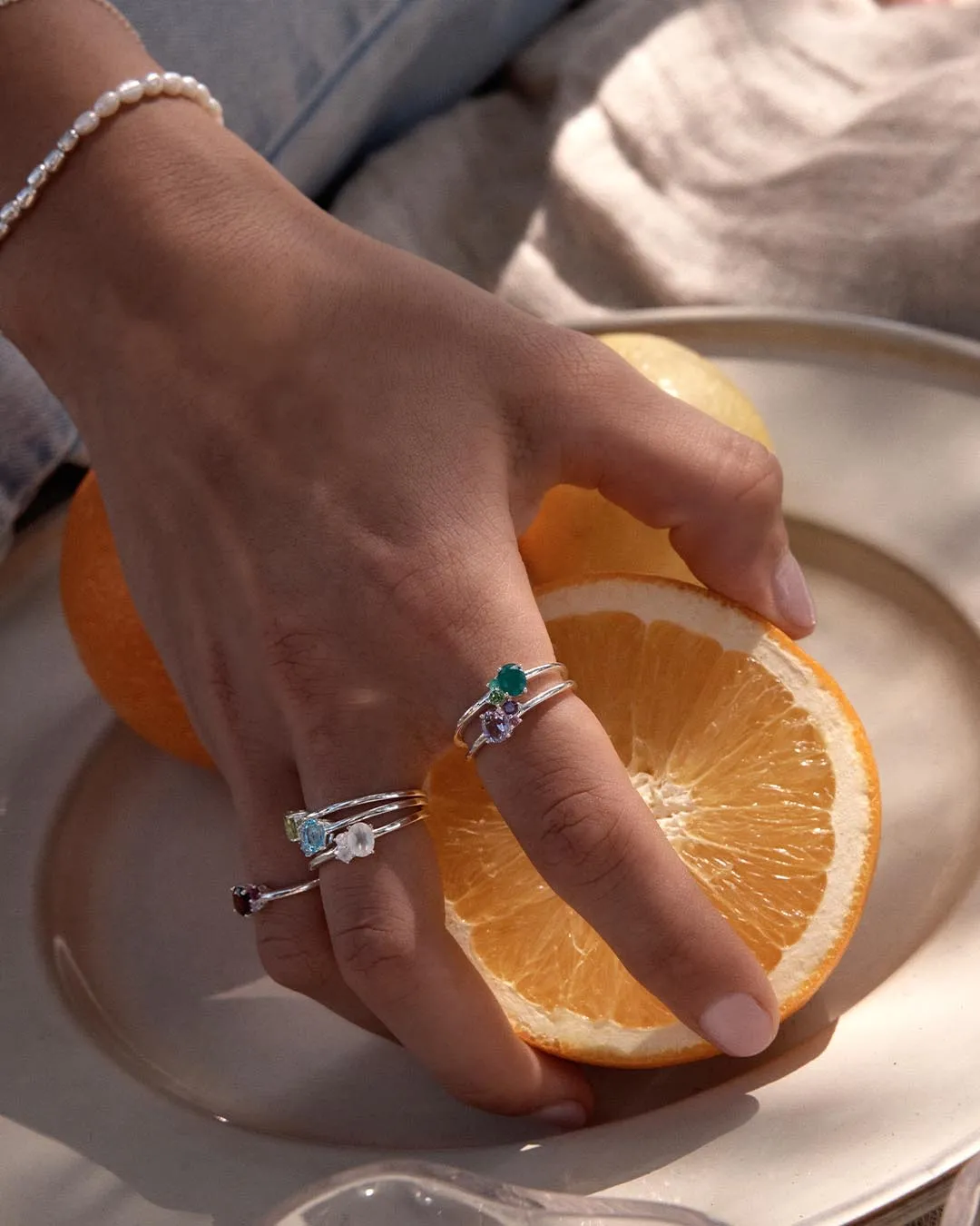 Sterling Silver Kindred Birthstone Ring - May Bycharlotte