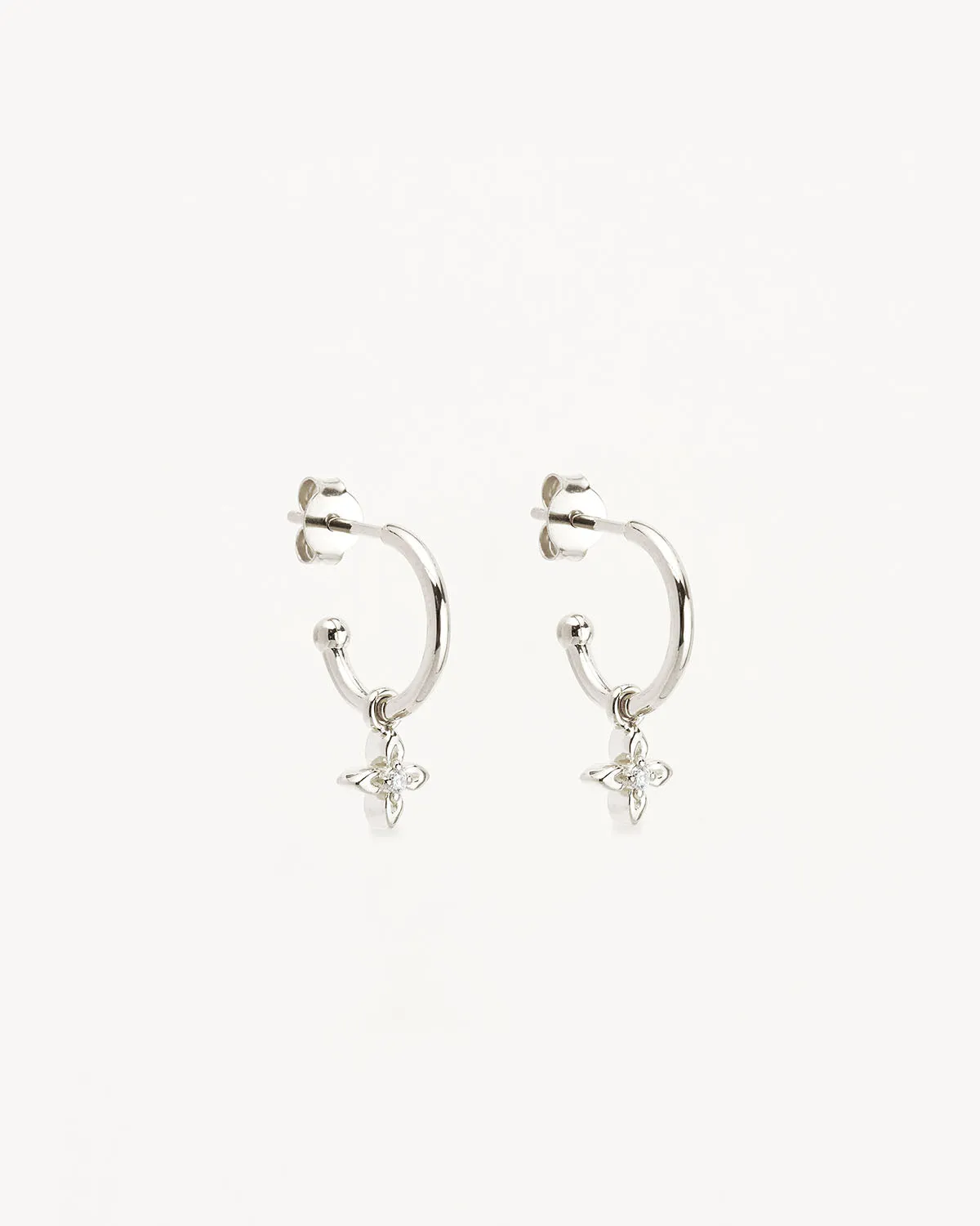 Sterling Silver Live in Light Hoop Earrings Bycharlotte