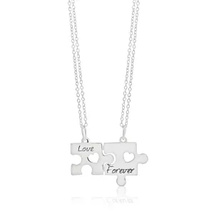 Sterling Silver Love Forever Puzzle Break Pendant With 45cm Chains Shiels