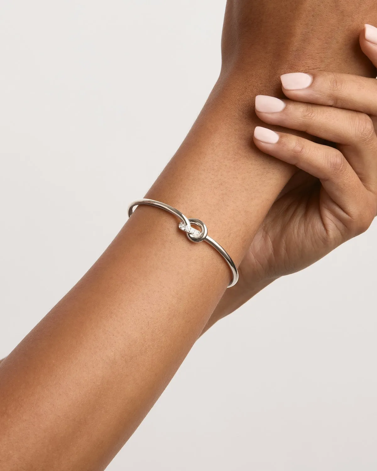 Sterling Silver Love Knot Lab-Grown Diamond Cuff Bycharlotte