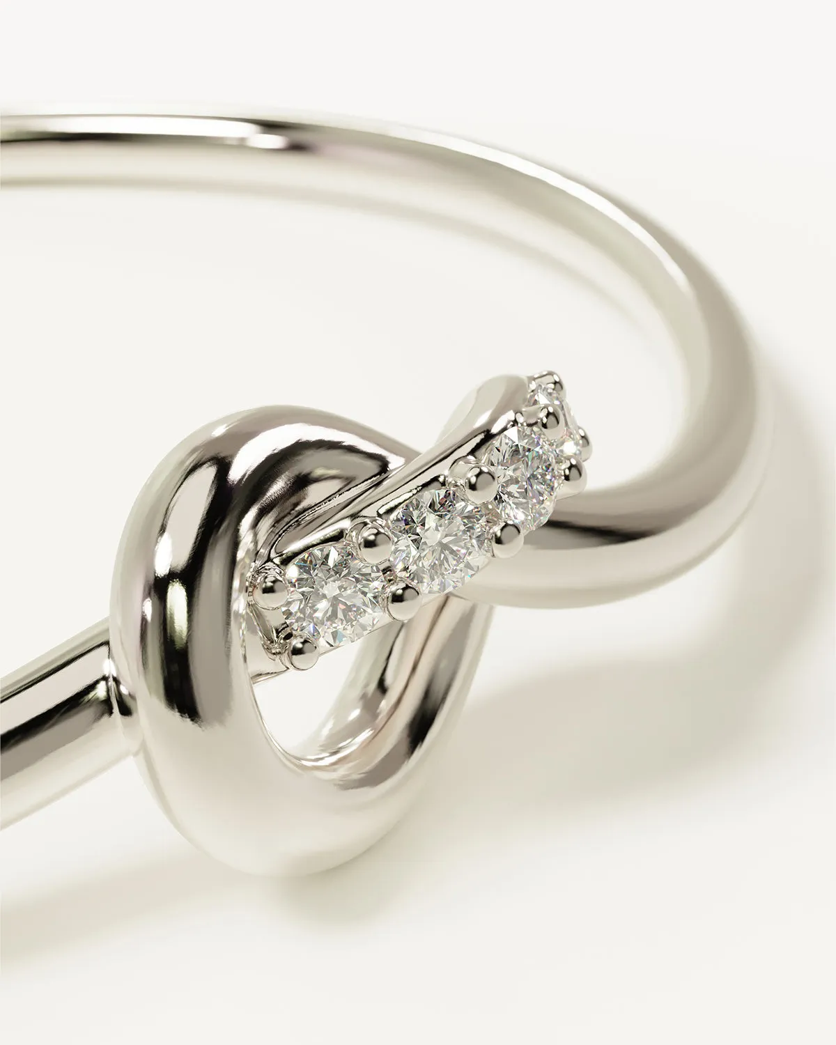 Sterling Silver Love Knot Lab-Grown Diamond Cuff Bycharlotte