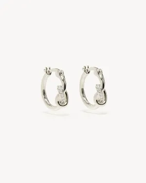 Sterling Silver Love Knot Lab-Grown Diamond Hoops Bycharlotte