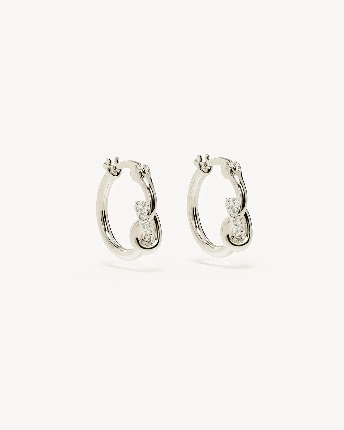Sterling Silver Love Knot Lab-Grown Diamond Hoops Bycharlotte