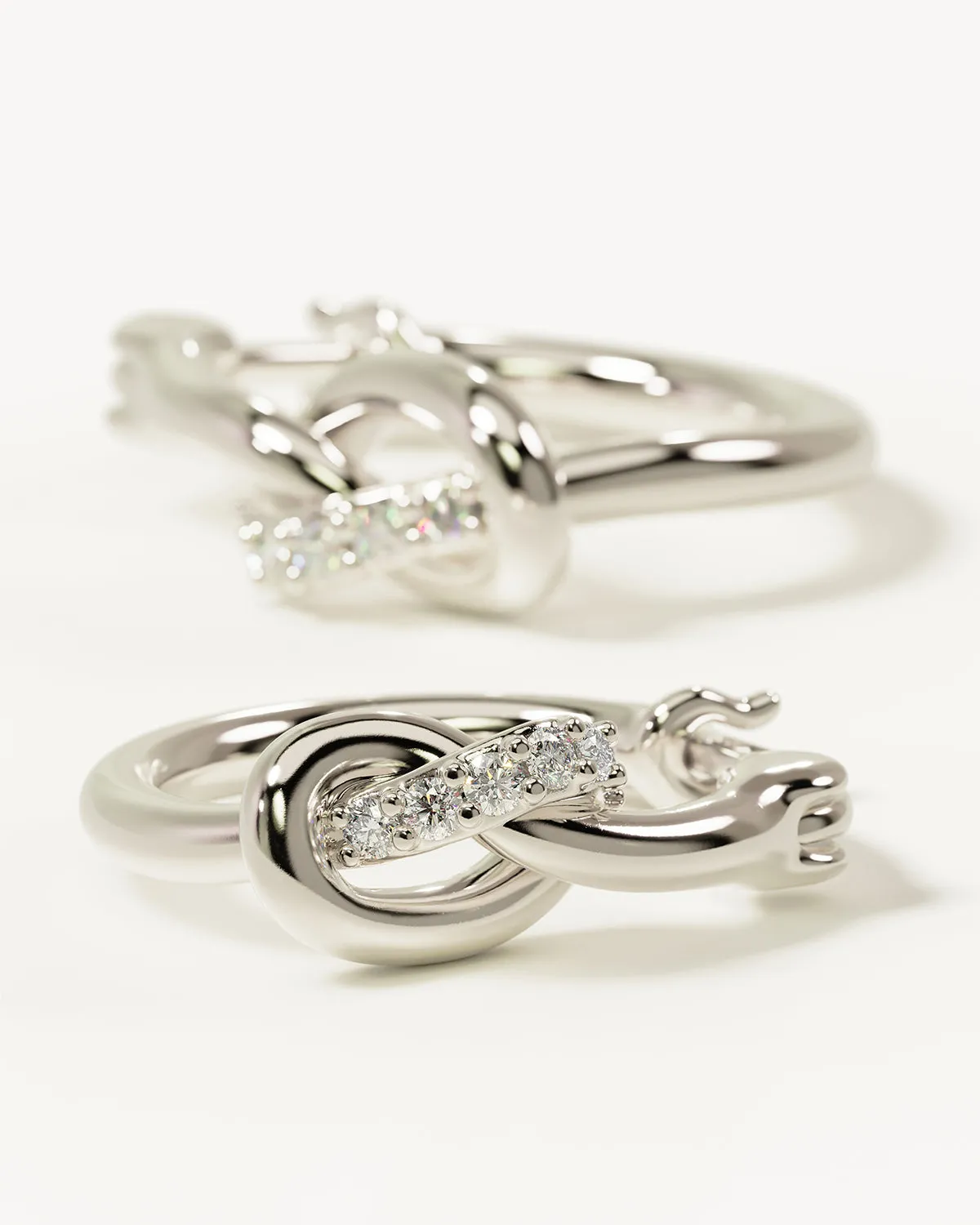 Sterling Silver Love Knot Lab-Grown Diamond Hoops Bycharlotte