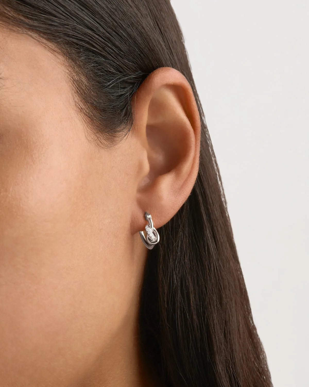 Sterling Silver Love Knot Lab-Grown Diamond Hoops Bycharlotte