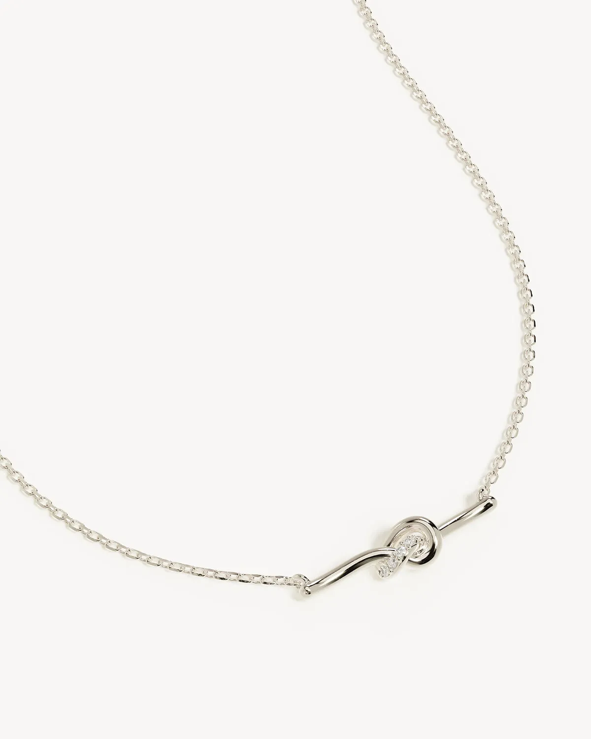 Sterling Silver Love Knot Lab-Grown Diamond Necklace Bycharlotte