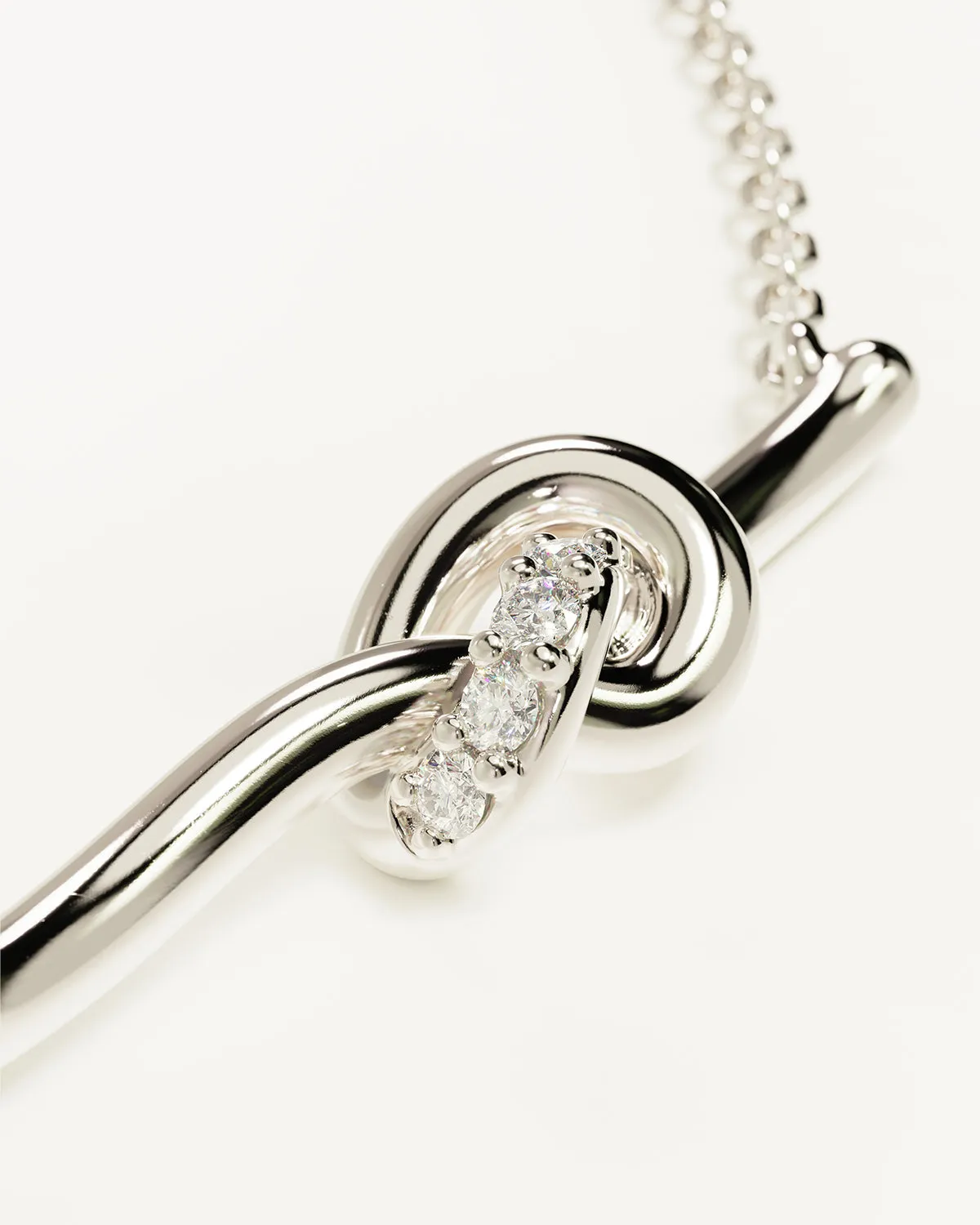 Sterling Silver Love Knot Lab-Grown Diamond Necklace Bycharlotte