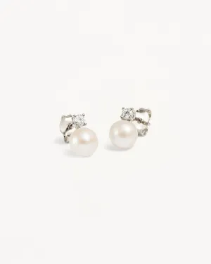 Sterling Silver Moments With You Pearl Stud Earrings - 6mm Bycharlotte