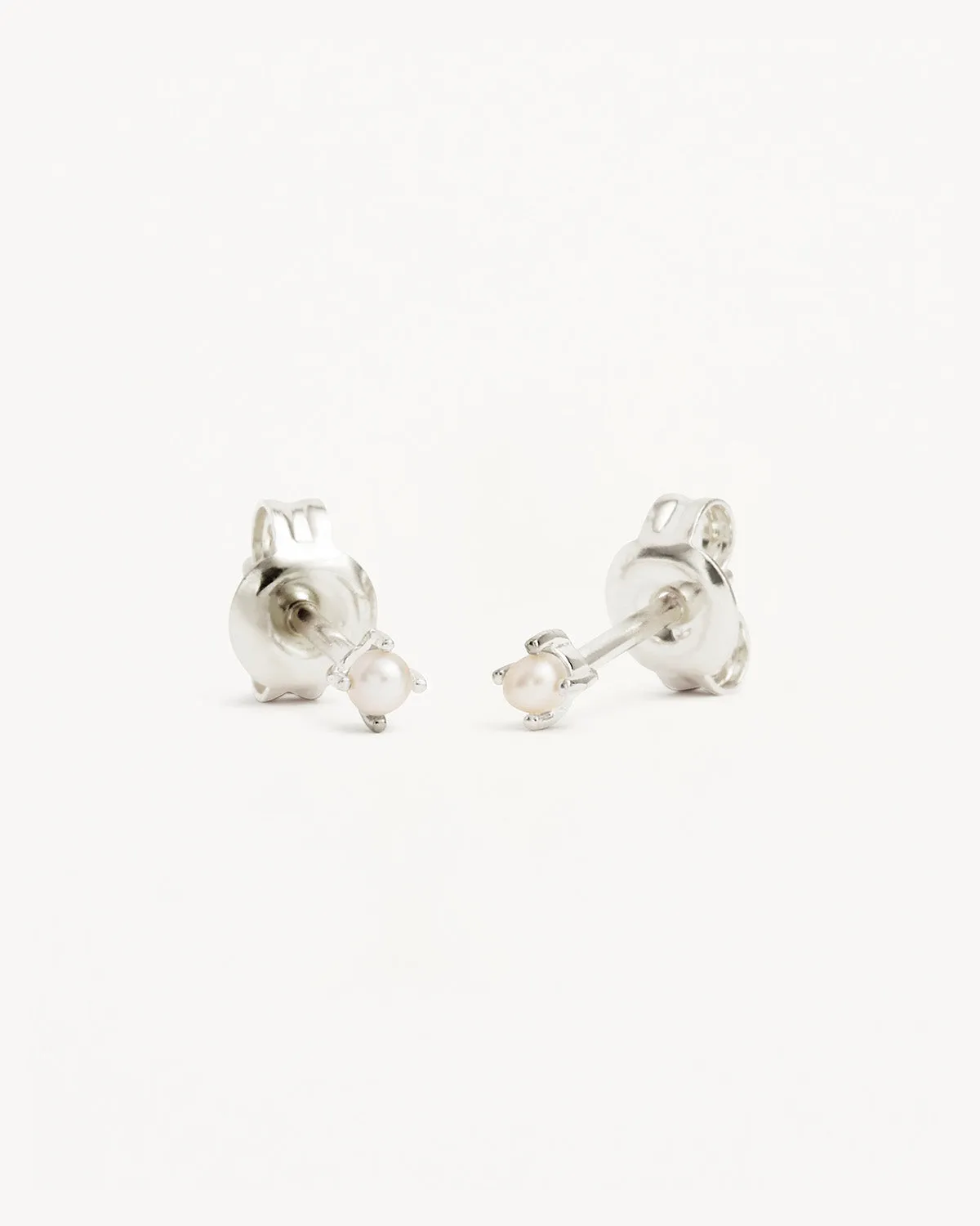 Sterling Silver Moonlight Pearl Stud Earrings Bycharlotte