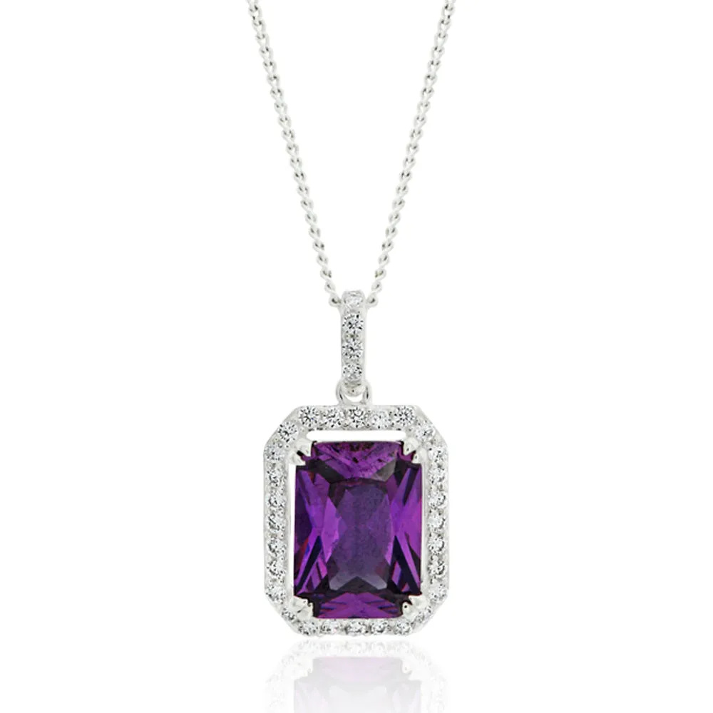 Sterling Silver Purple Cubic Zirconia Pendant Shiels