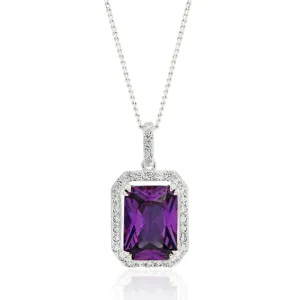Sterling Silver Purple Cubic Zirconia Pendant Shiels
