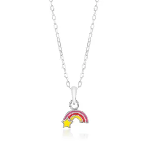 Sterling Silver Rainbow And Star Pendant On 42 3cm Chain Shiels