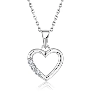 Sterling Silver Rhodium Plated Cubic Zirconia Open Heart Pendant Shiels