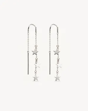 Sterling Silver Star Bright Thread Earrings Bycharlotte