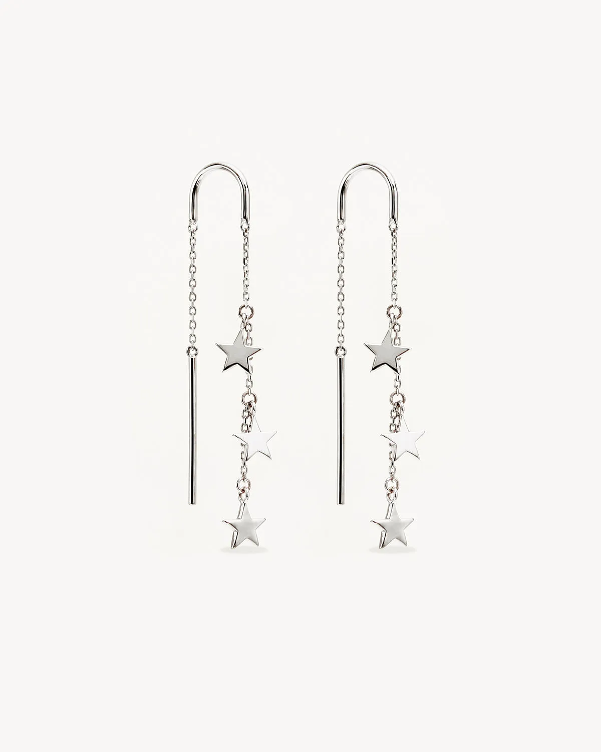 Sterling Silver Star Bright Thread Earrings Bycharlotte