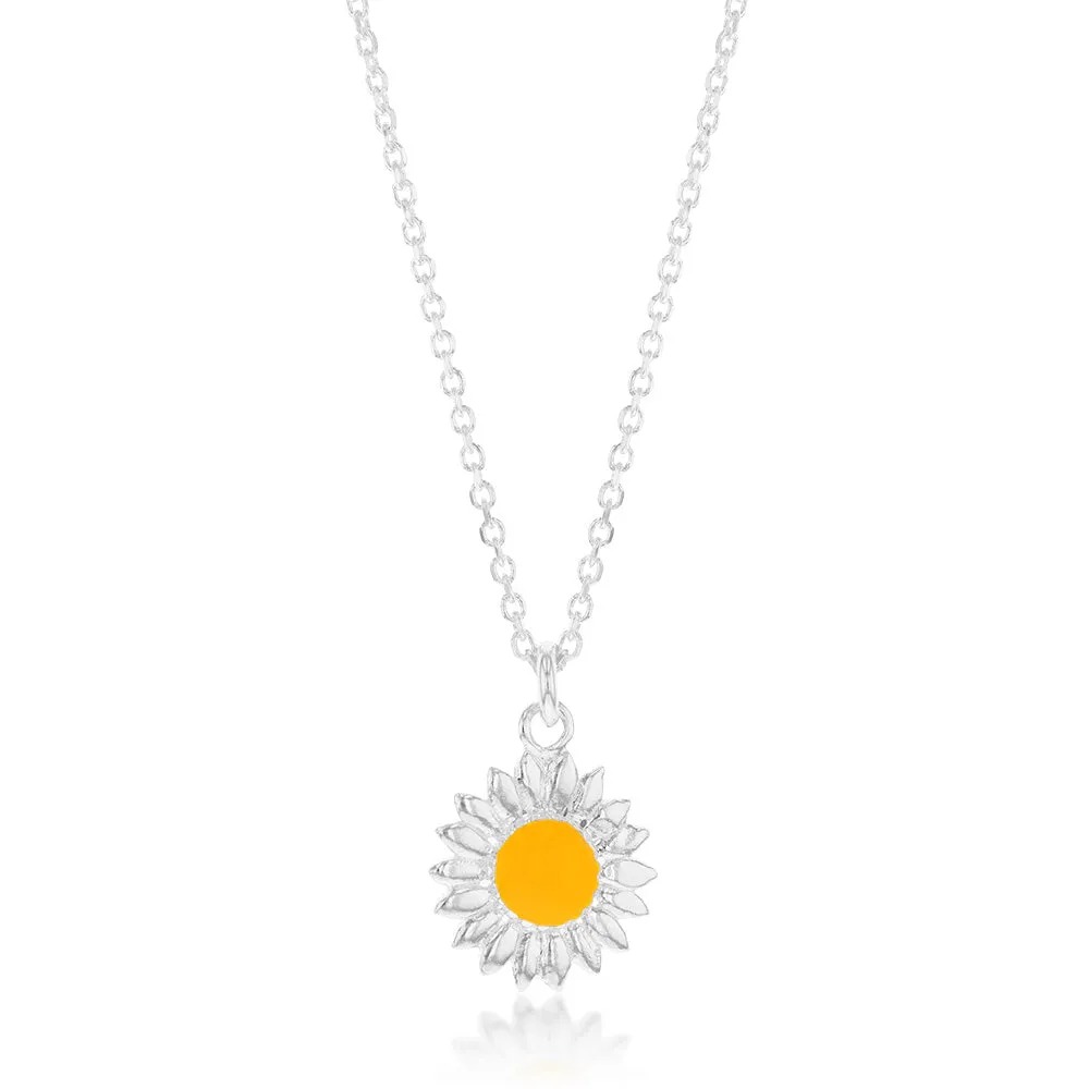 Sterling Silver Sunflower Pendant On 45cm Chain Shiels