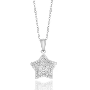 Sterling Silver With Diamond Star Shape Pendant On 45cm Chain Shiels