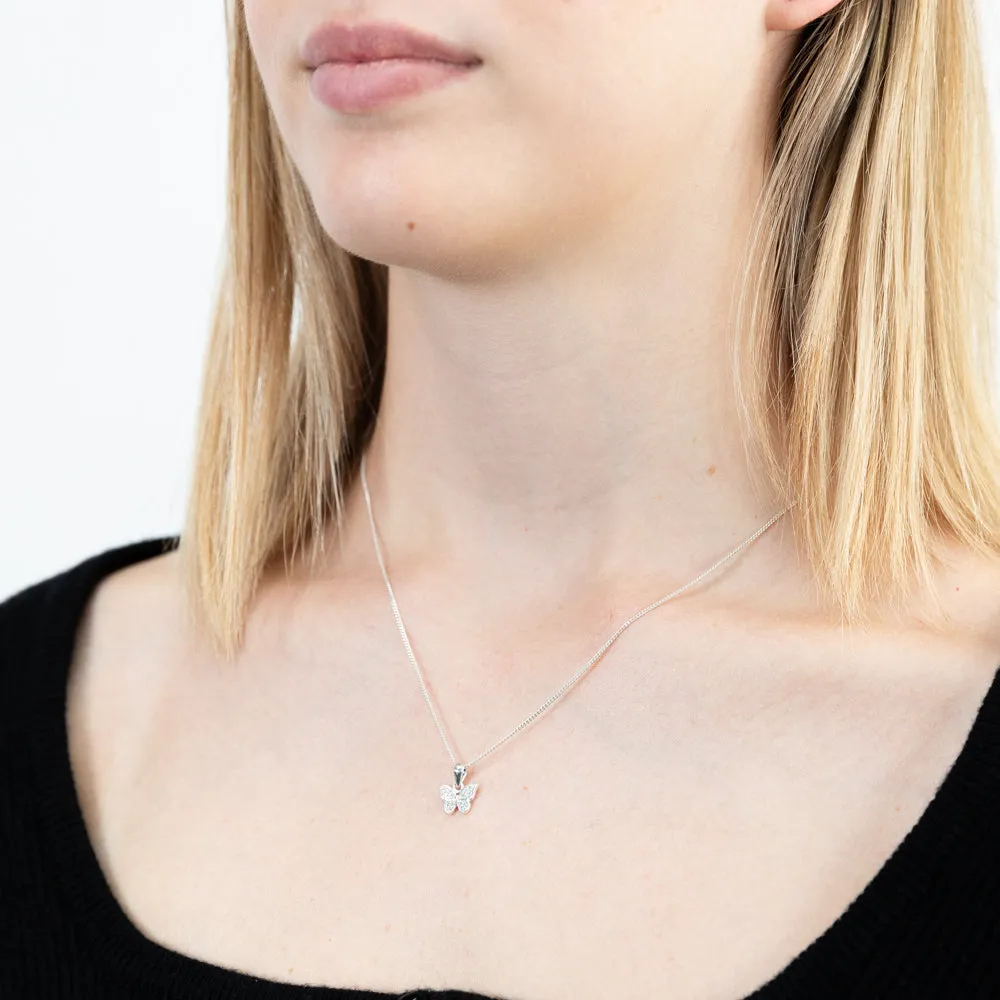 Sterling Silver Zirconia Butterfly Pendant Shiels