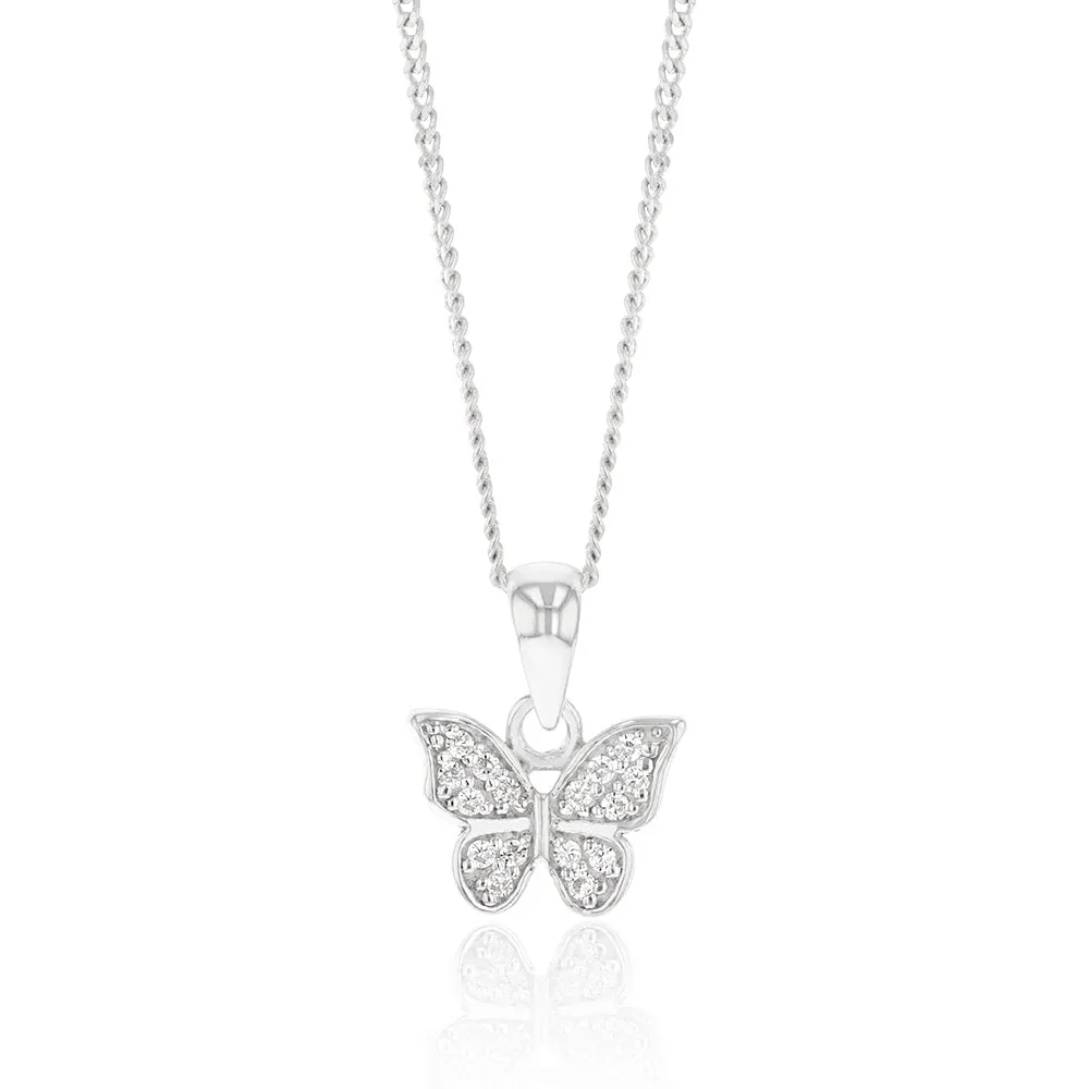 Sterling Silver Zirconia Butterfly Pendant Shiels