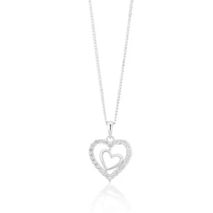 Sterling Silver Zirconia Double Heart Pendant Shiels