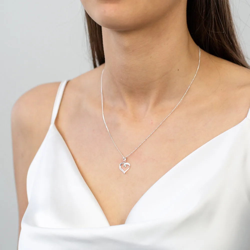 Sterling Silver Zirconia Fancy Heart Pendant Shiels